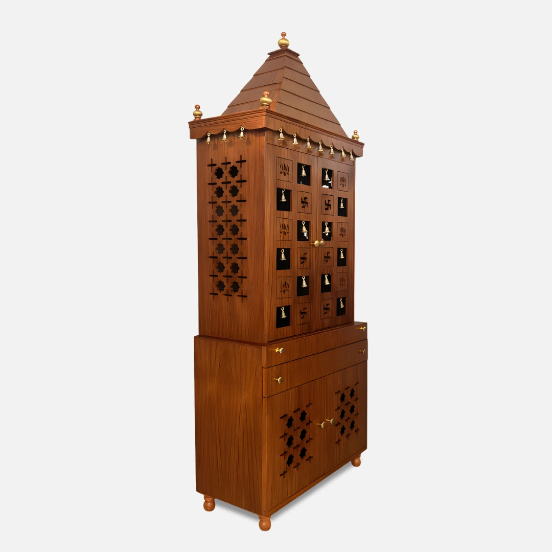 Yash Teak Wood Mandap (White) side angle