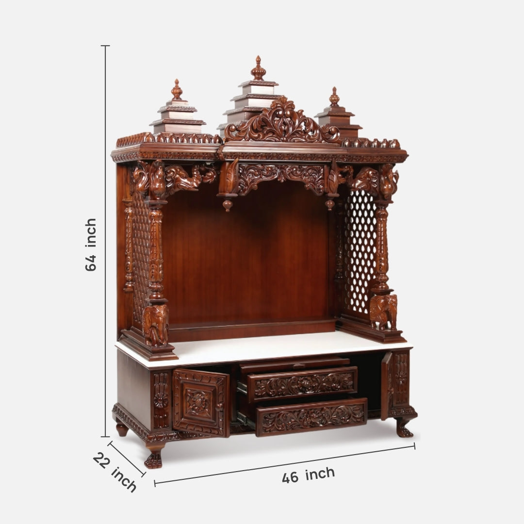  Yashasvi Teak Wood Mandap (Brown) dimensions 