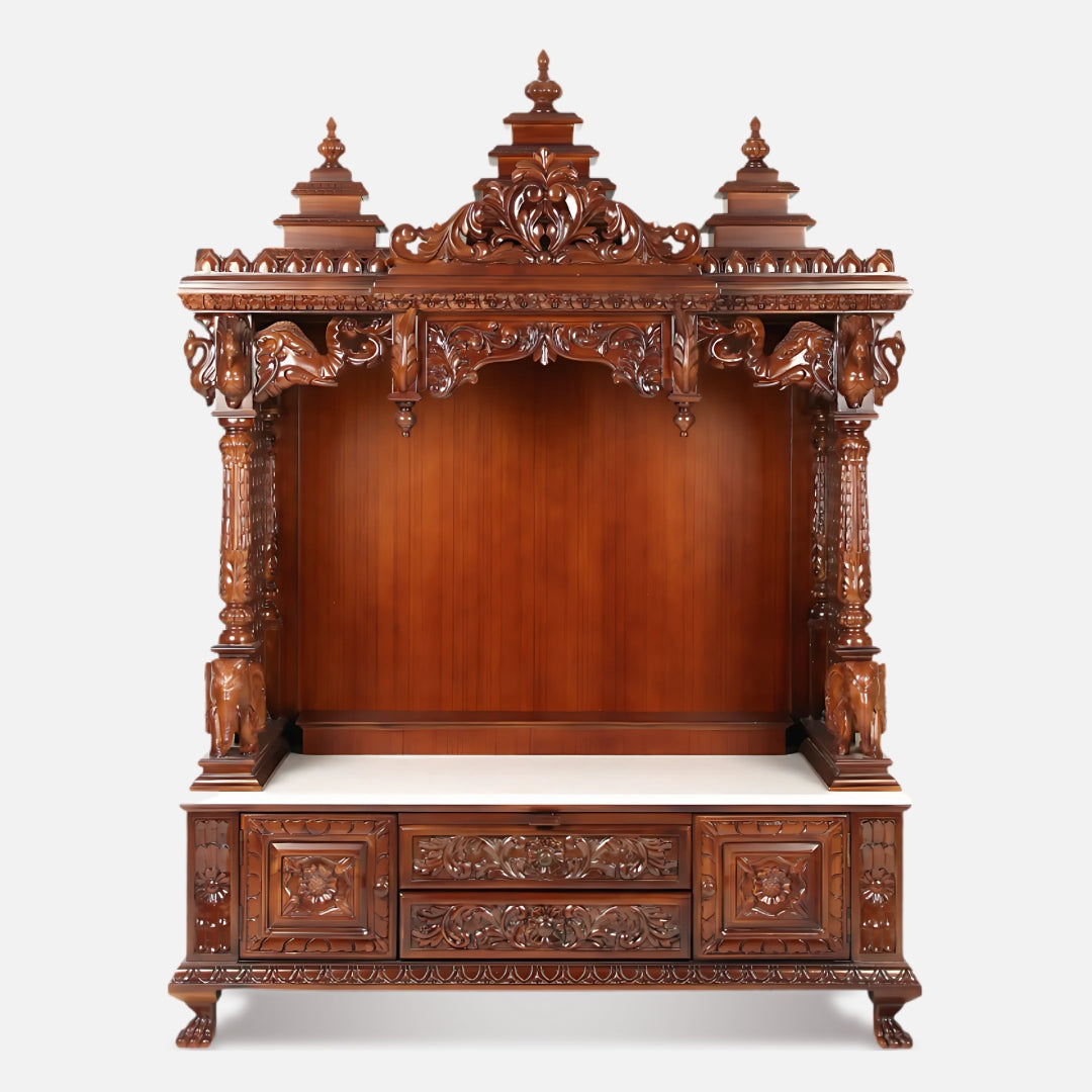 Yashasvi Teak Wood Mandap (Brown) front view 