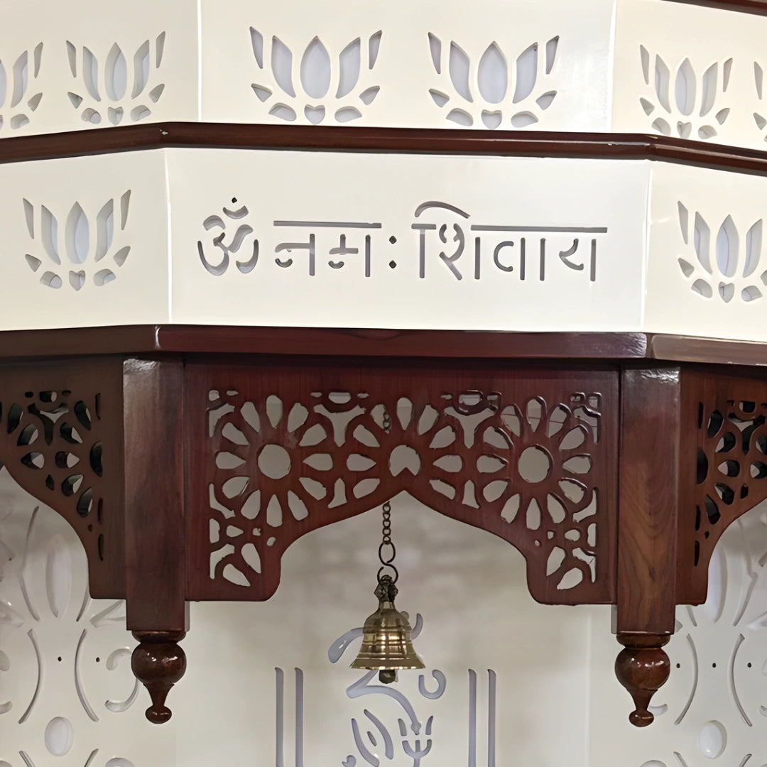 Yatharth Teak Wood Mandap (White) carving 