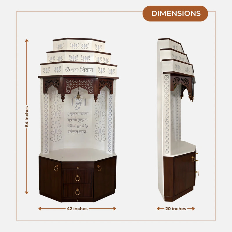 Yatharth Teak Wood Mandap (White) dimensions 