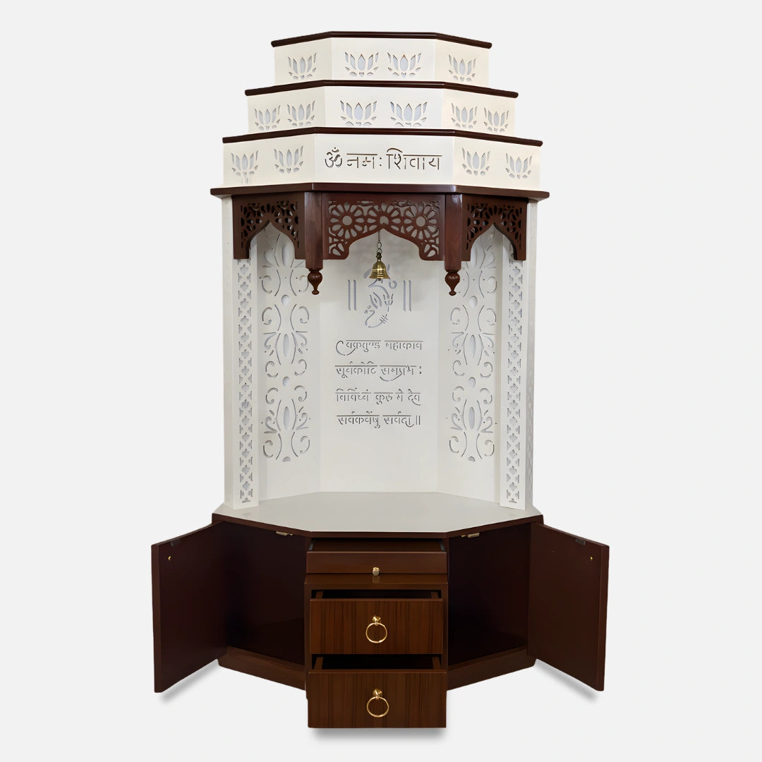 Yatharth Teak Wood Mandap (White) open door view