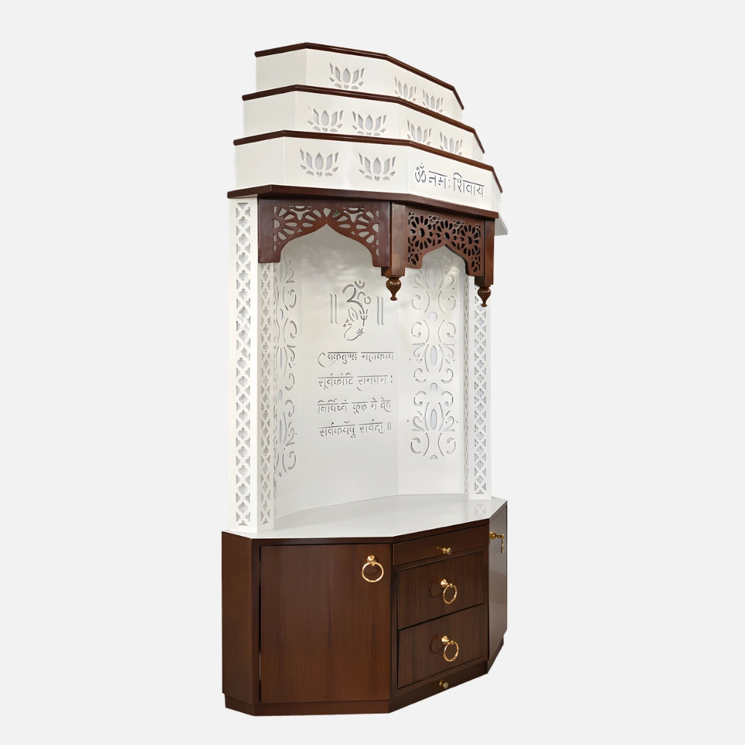 Yatharth Teak Wood Mandap (White) side angle 