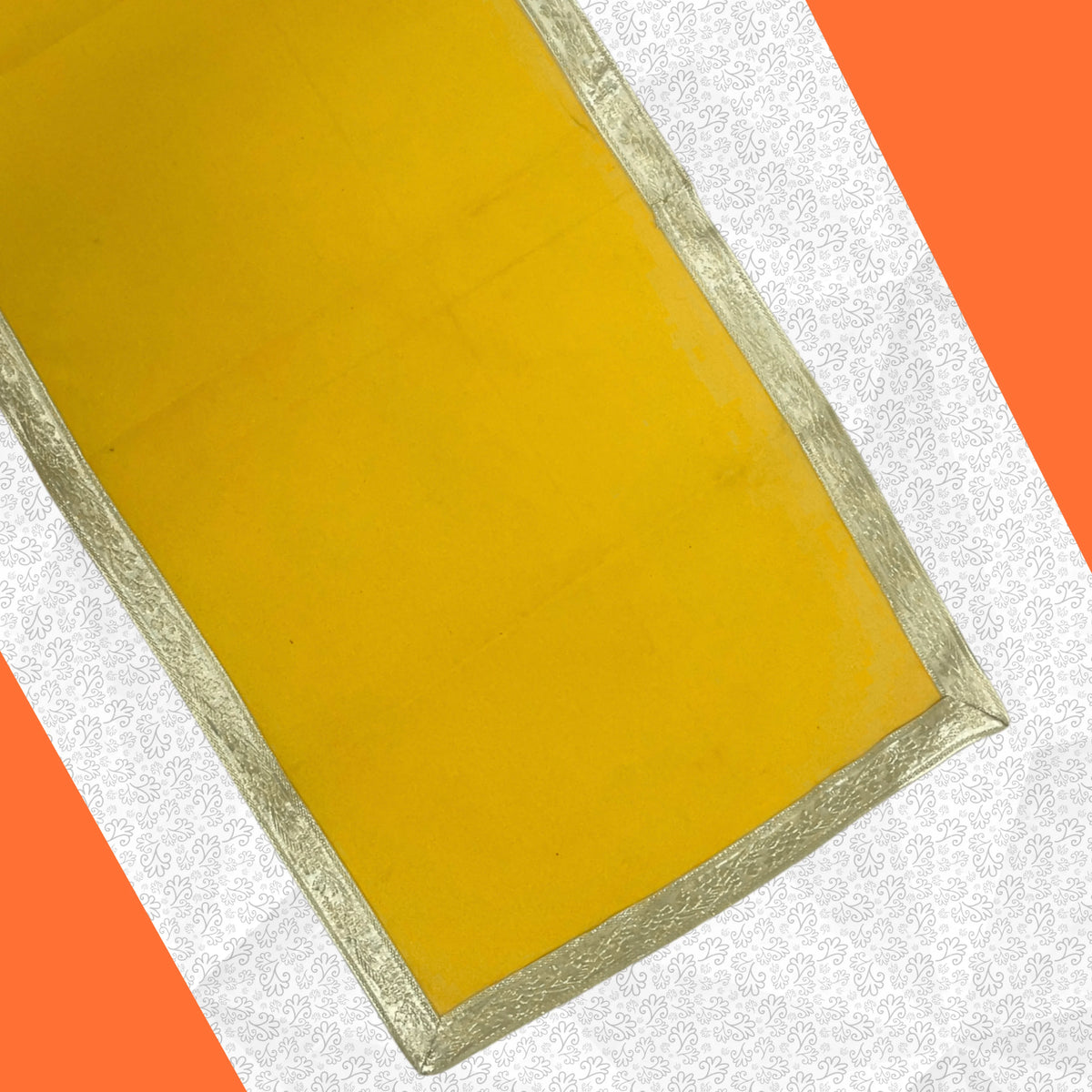 Yellow Cotton Aasan with Golden Zari Border – 19x39 inch border view 