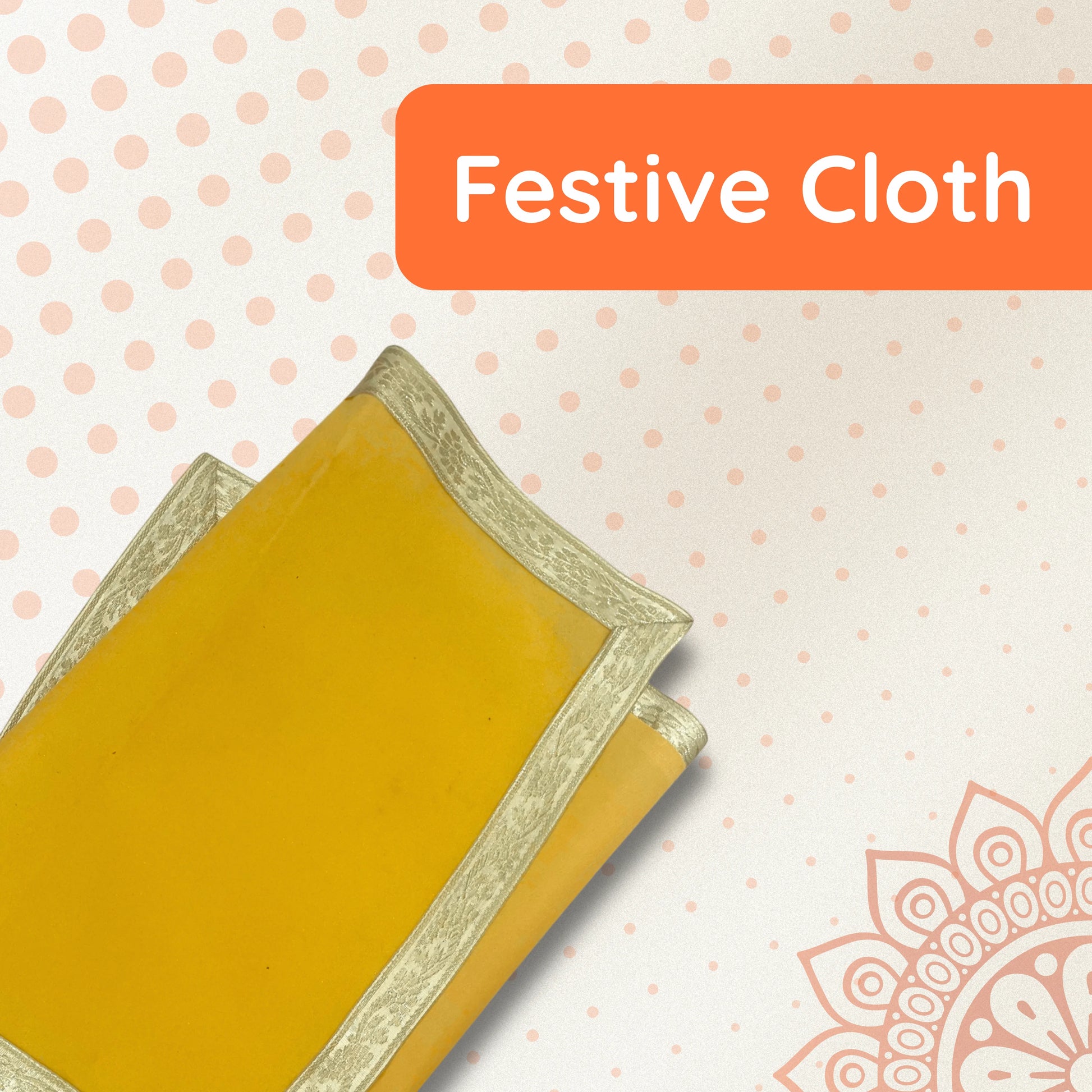 Yellow Cotton Aasan with Golden Zari Border – 19x39 inch folding view 