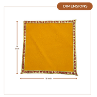 Yellow Floral Pooja Aasan with Red Swastik Border – 15x15 inch dimensions 