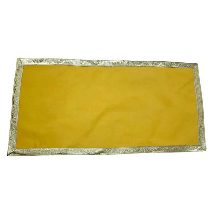 Yellow Cotton Aasan with Golden Zari Border 19x39 Inch