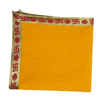 Yellow Floral Pooja Aasan with Red Swastik Border – 15x15 inch fold view