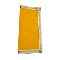 Yellow Floral Velvet Pooja Aasan with Golden Border – 12x12 fold view