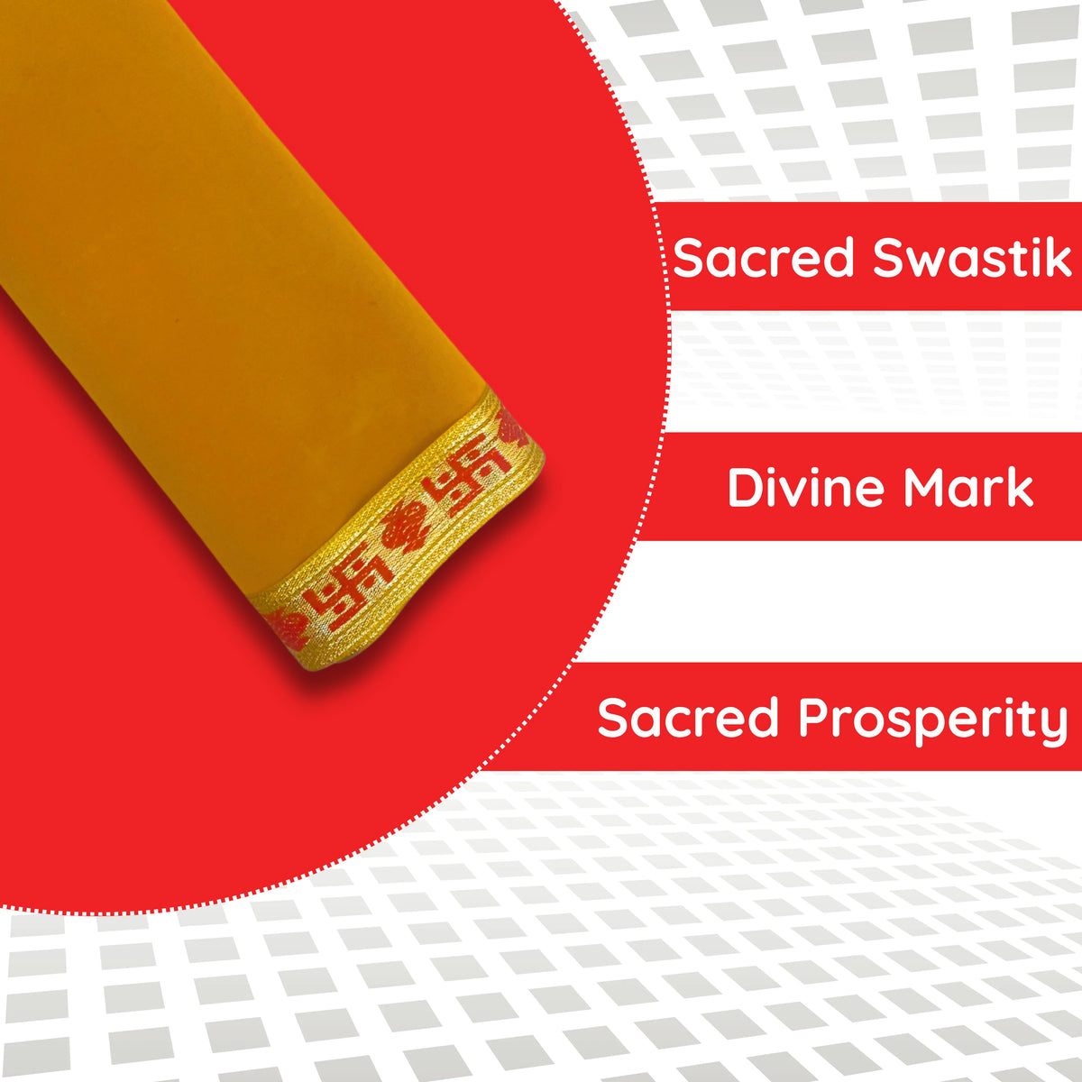 Yellow Pooja Aasan with Red Swastik Border – 11.5x17.5 Inch border view