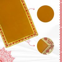 Yellow Pooja Aasan with Red Swastik Border – 11.5x17.5 Inch pattren view