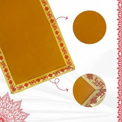 Yellow Pooja Aasan with Red Swastik Border – 11.5x17.5 Inch pattren view
