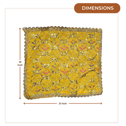 Yellow Pooja Aasan with Sequin Work dimensions