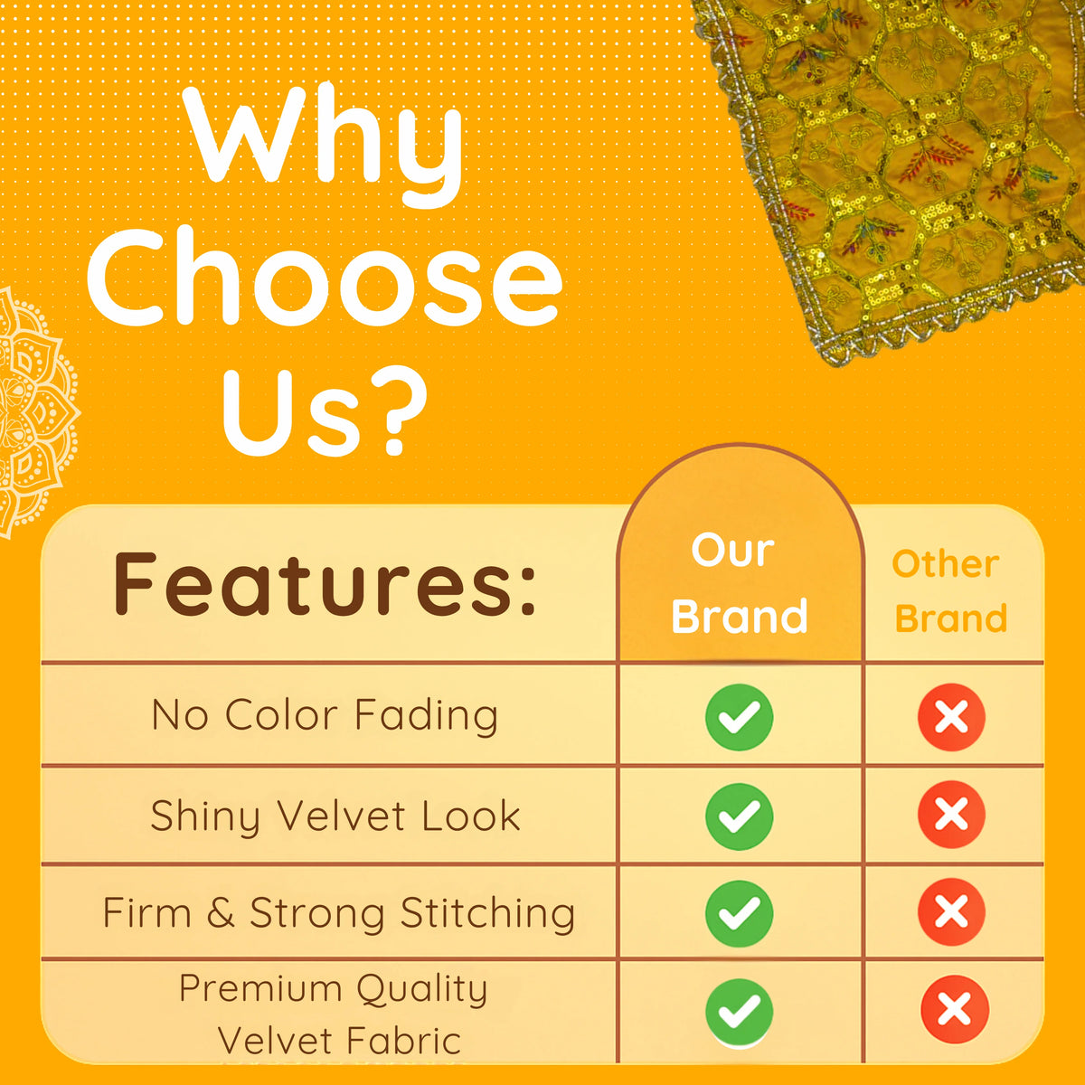  Yellow Pooja Aasan with Sequin Work features   view 