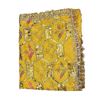 Yellow Pooja Aasan with Sequin Work fold view