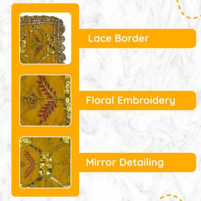  Yellow Pooja Aasan with Sequin Work specification view 