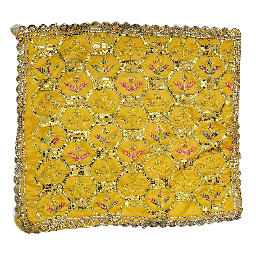 Yellow Pooja Aasan with Sequin Work