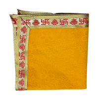 Yellow Velvet Pooja Aasan with Swastik Border – 18x20 Inch fold view
