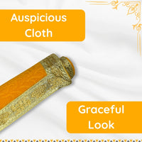 Yellow Floral Velvet Pooja Aasan with Golden Border – 12x12 Inch border view 