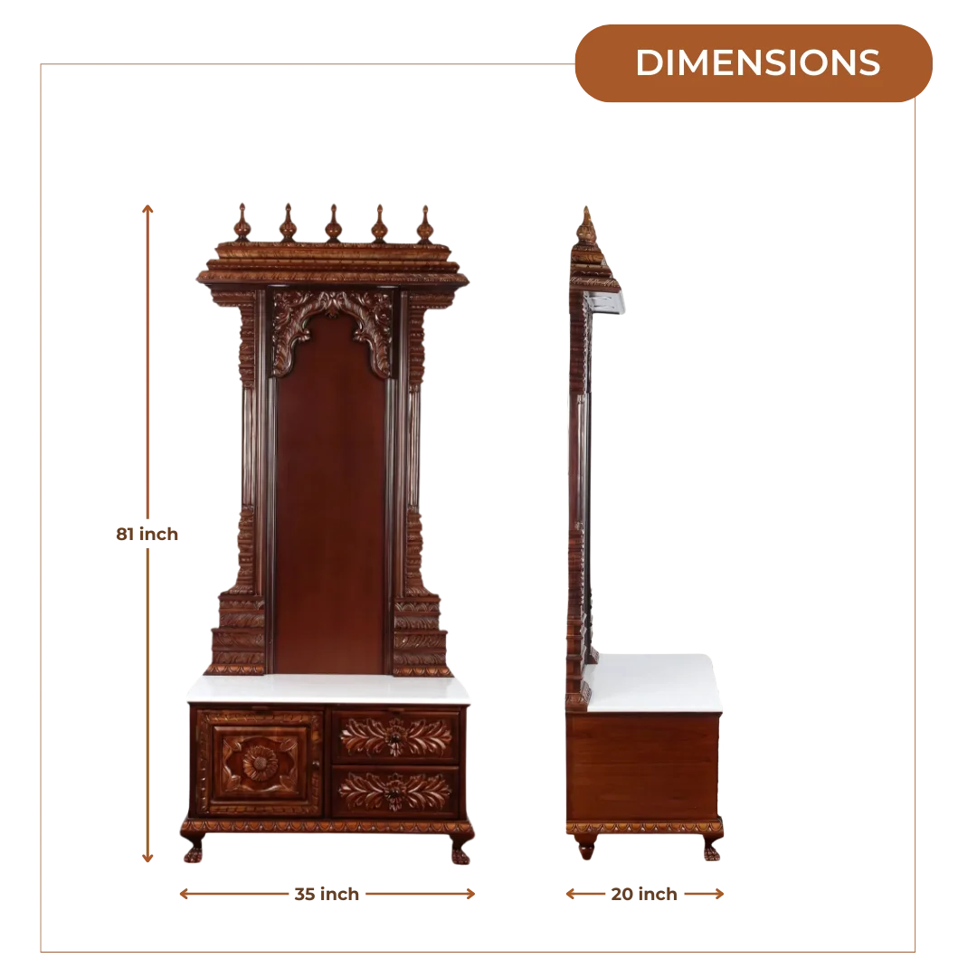 Yogika Teak Wood Mandap (Brown) dimensions