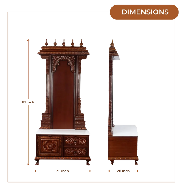 Yogika Teak Wood Mandap (Brown) dimensions