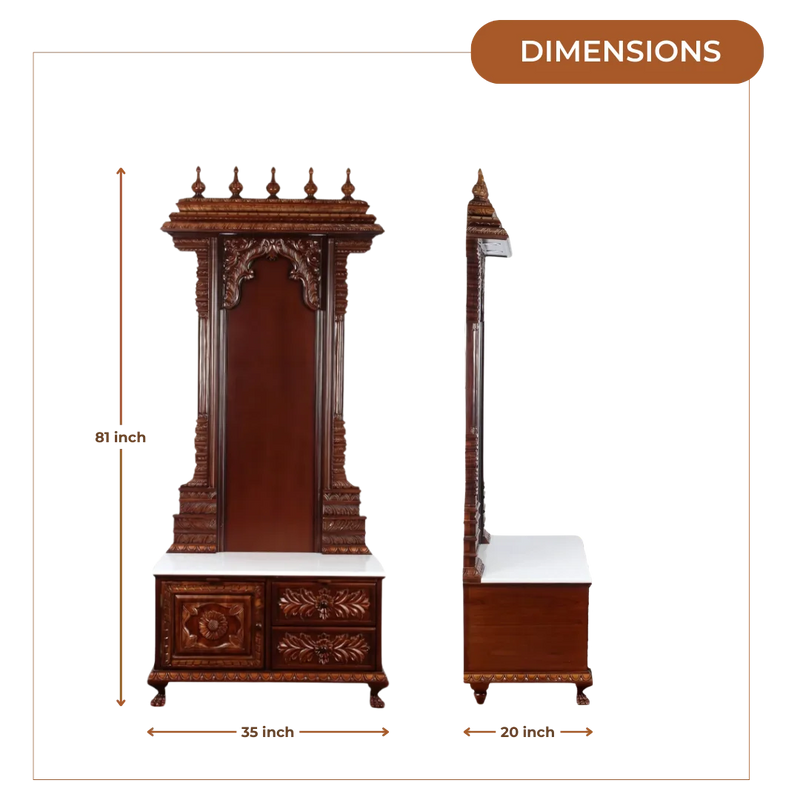 Yogika Teak Wood Mandap (Brown) dimensions