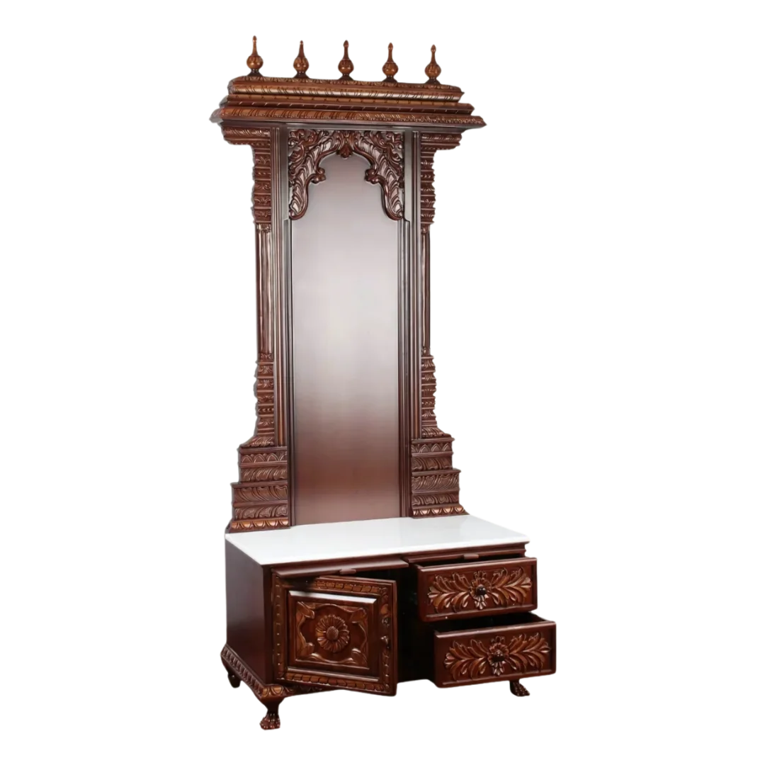 Yogika Teak Wood Mandap (Brown) side angle 