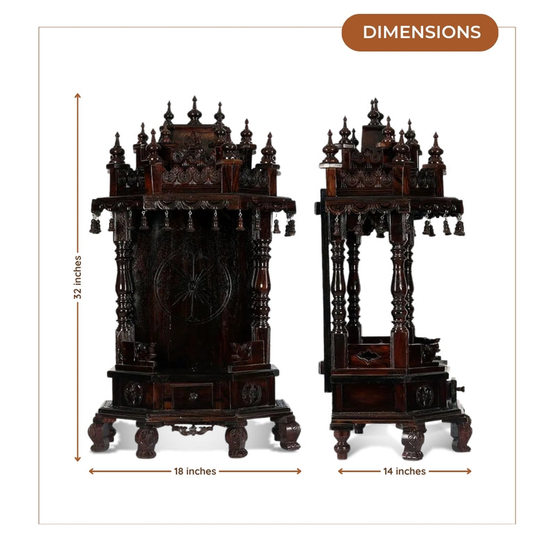 Yugadharma Teak Wood Mandir (Wenge)dimensions 