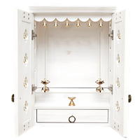 Ziantra Wall Mount Pooja Mandir with Door(White) Open view