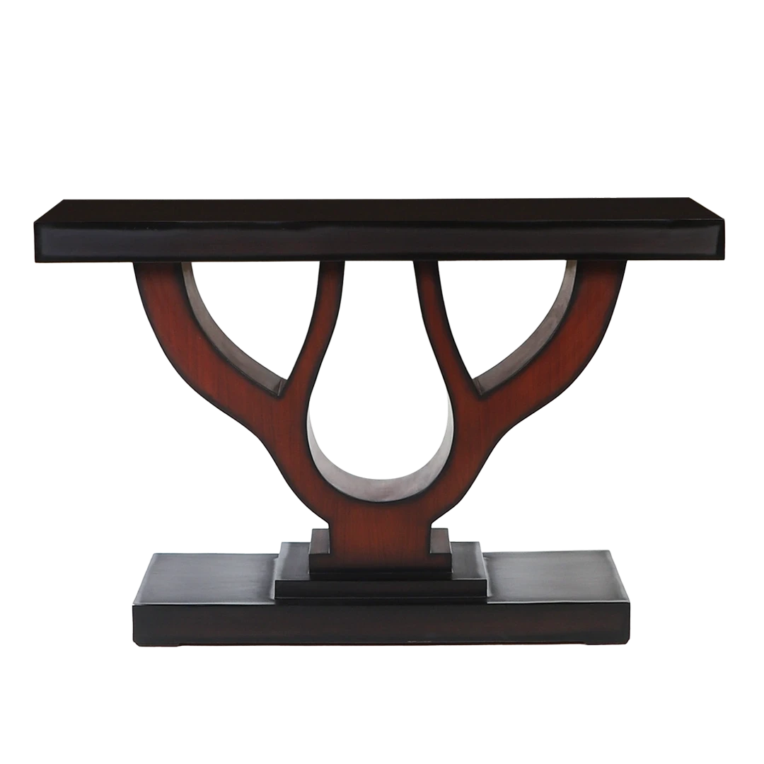Zidena Solid Wood Console Table in Brown color back view
