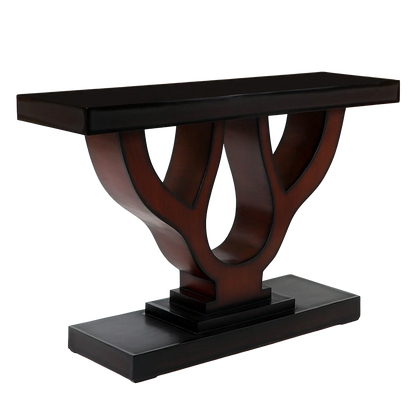 Zidena Solid Wood Console Table in Brown color 45° side view