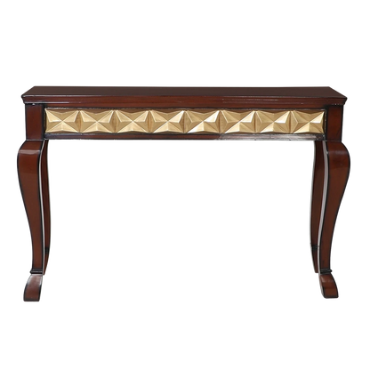 Ziri Solid Wood Console Table in Brown Gold color front view