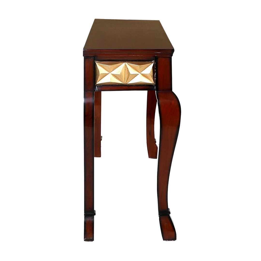 Ziri Solid Wood Console Table in Brown Gold color side view