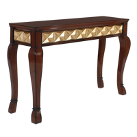 Ziri Solid Wood Console Table in Brown Gold color 45° side view