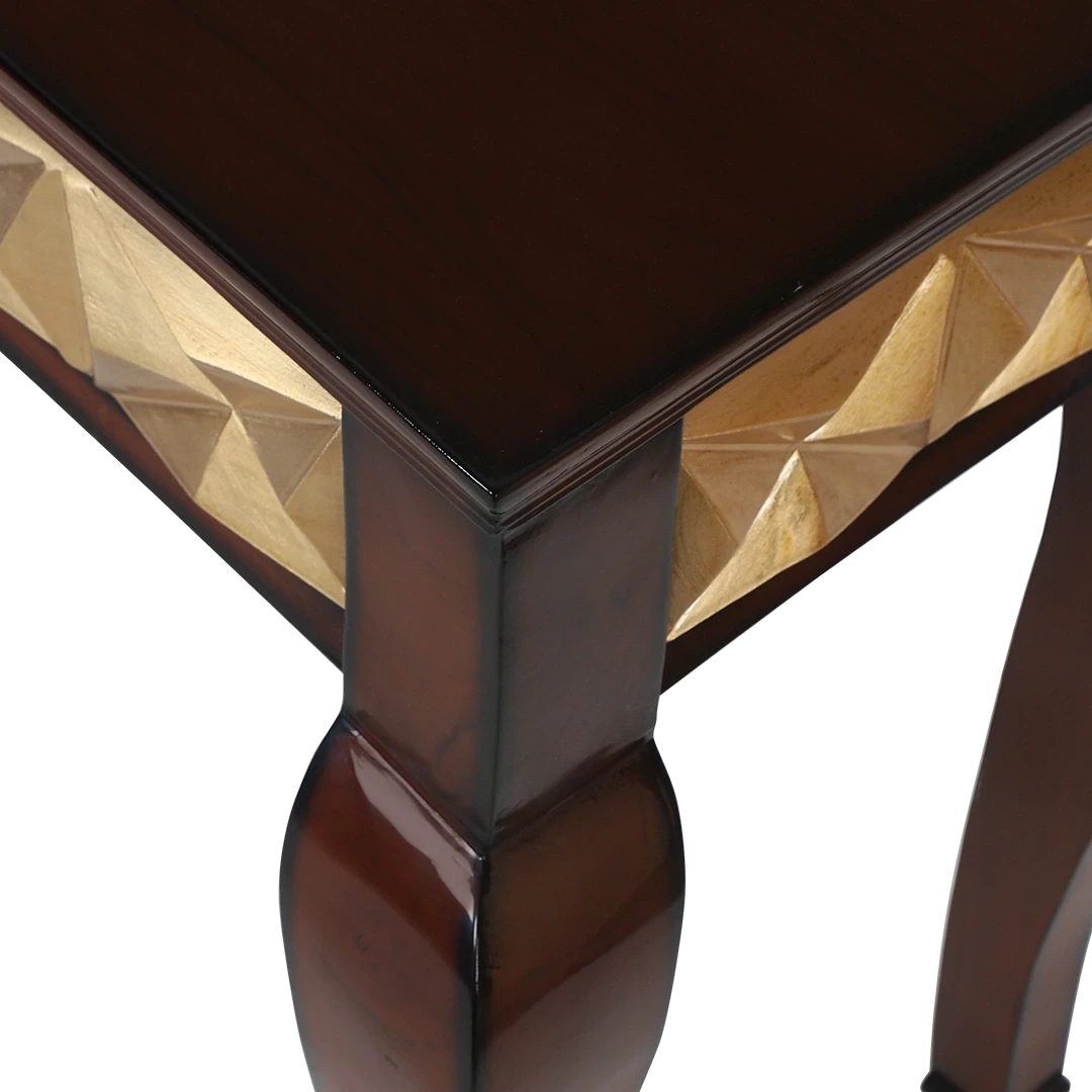 Ziri Solid Wood Console Table in Brown Gold color zoom view