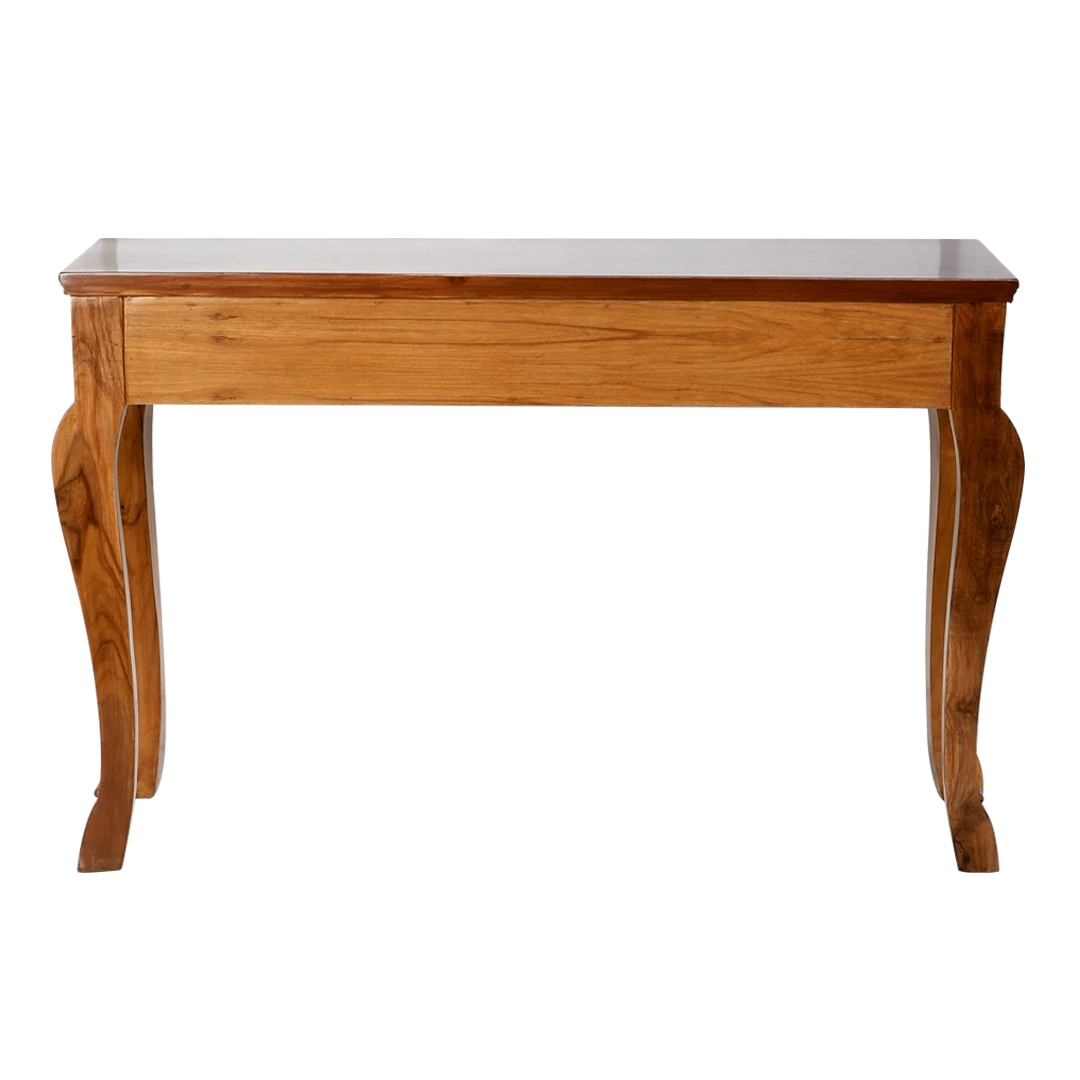 Ziri Solid Wood Console Table in Teak color back view