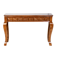 Ziri Solid Wood Console Table in Teak color front view