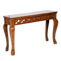 Ziri Solid Wood Console Table in Teak color 45° side view
