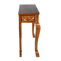 Ziri Solid Wood Console Table in Teak color side view