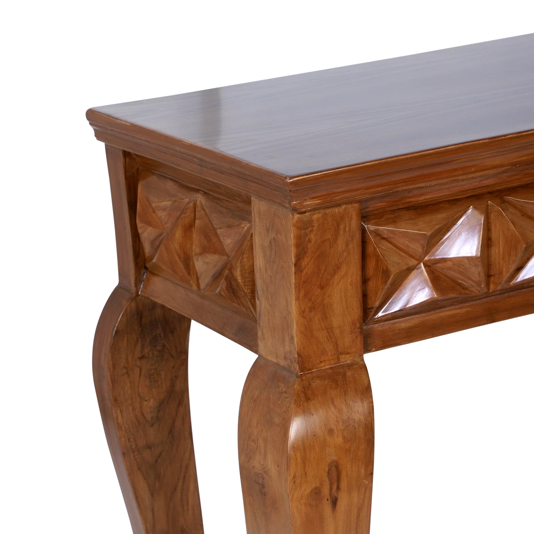 Ziri Solid Wood Console Table in Teak color zoom view