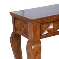 Ziri Solid Wood Console Table in Teak color zoom view