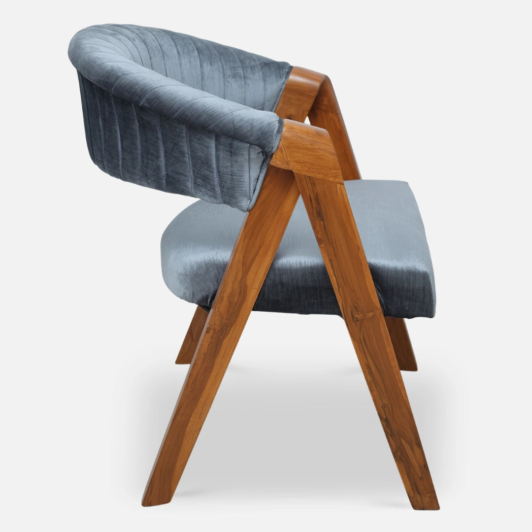 Ziva Teak Wood Arm Chair (Teak) side view 