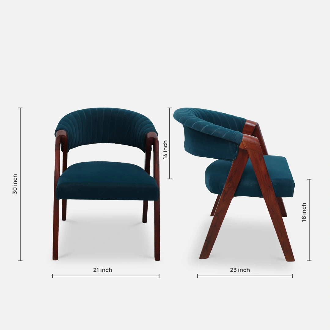 Ziva Teak Wood Arm Chairs (Brown) dimensions 