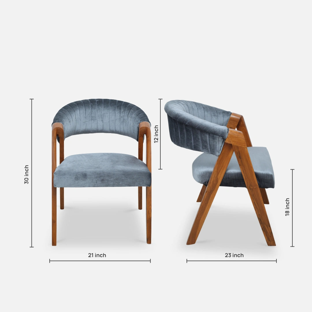 Ziva Teak Wood Arm Chairs (Teak) dimensions view 