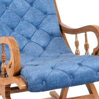 Zoom Image of Touffy Fabric Upholstered Teak Wood Rocking Chair (Teak Blue)