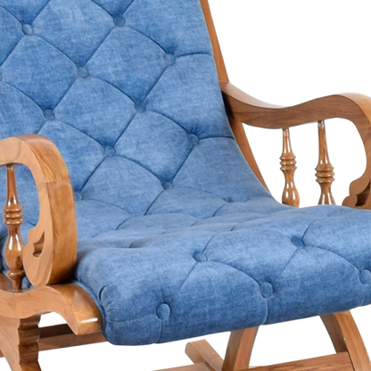Zoom Image of Touffy Fabric Upholstered Teak Wood Rocking Chair (Teak Blue)