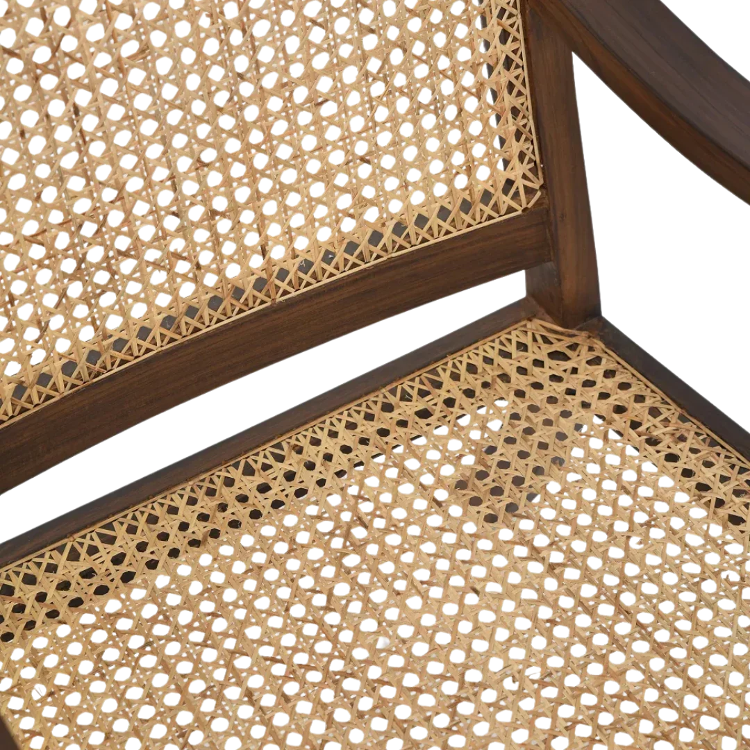 Zoom View of Terra Teak Wood Cane Chair (Brown)