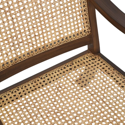 Zoom View of Terra Teak Wood Cane Chair (Brown)