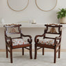 Zorano Teak Wood Arm Chairs (Brown Beige)