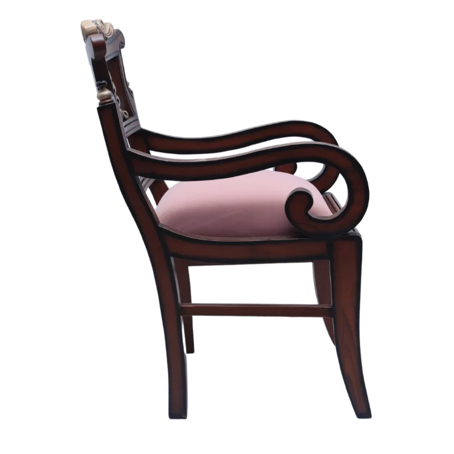 Zorano Teak Wood Arm Chairs (Brown Pink) side view
